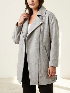 Banana Republic NWT Gray Asymmetric Zip Moto Coat Jacket Size M